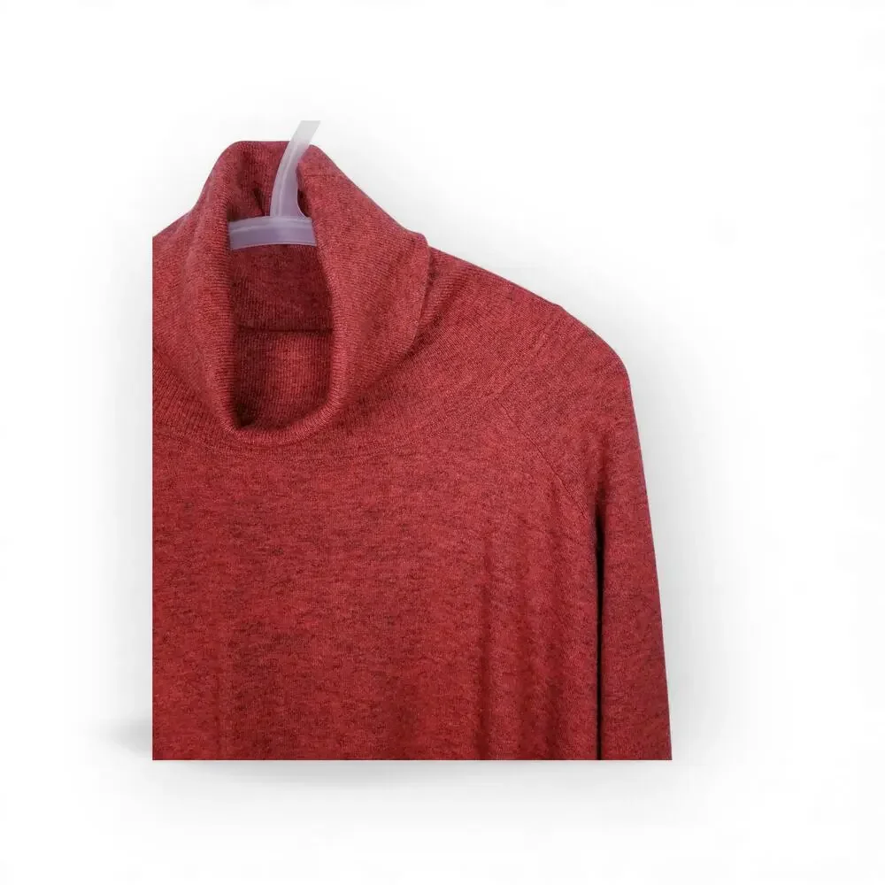TRACEE ELLIS ROSS Heathered Persimmon Knit Turtleneck Sweater Dress - L/XL